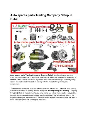 Auto spares parts Trading Company Setup in Dubai.