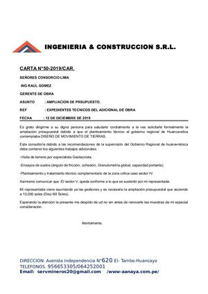 Carta Ampliacion Presupuestal
