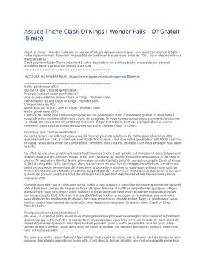 Astuce Triche Clash Of Kings Wonder Falls – Or Gratuit Illimité.