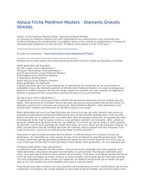 Astuce Triche Pokémon Masters – Diamants Gratuits Illimités