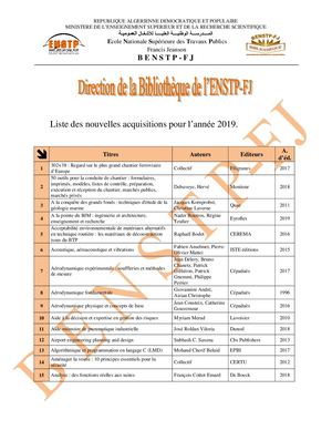 Liste Des Nouvelles Acquisitions Benstp 2019
