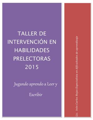 Plan De Intervencion En Habilidades Prelectoras