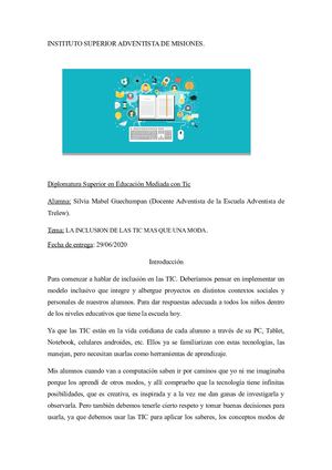Ensayo La Inclusion De Las Tic Mas Que Una Moda