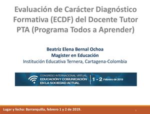 Evaluación De Carácter Diagnóstico Formativa Ecdf Del Docente Tutor Pta Beatriz Elena Bernal Ochoa