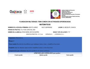 Planeación multigrado matemáticas