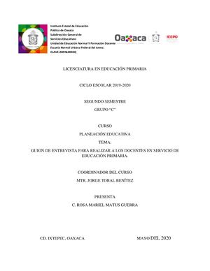 Guion de entrevista para realizar a los docentes