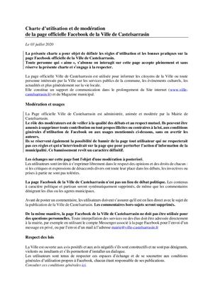 Charte D'utilisation De La Page Fb Officielle De La Ville De Castelsarrasin