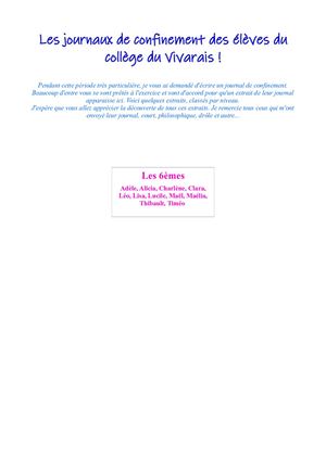 Journaux De Confinement