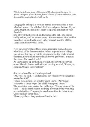 This Is The Folktale Story Of The Lion