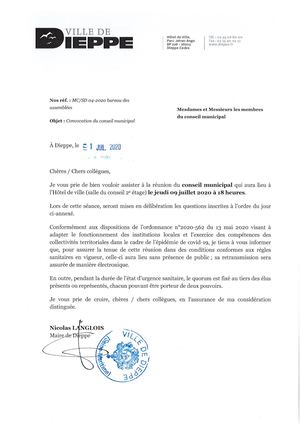 00 01 Convocation Conseil Municipal Du 9 Juillet 2020