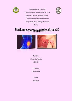 Trastornos Y Enfermedades De La Voz