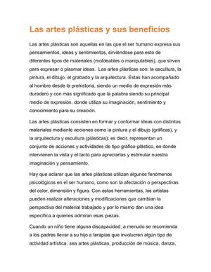 Las Artes Plásticas Y Sus Beneficios