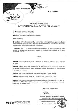 Arrete Municip 101213 Divagationanimaux