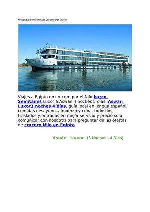 Motonave Semiramis De Crucero Por El Nilo