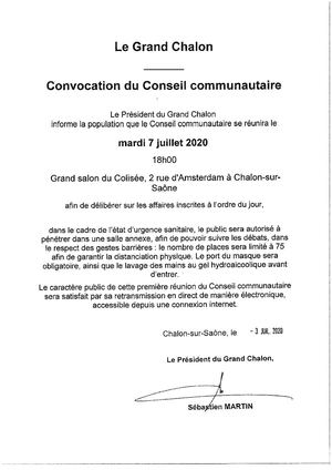 Affichage Convocation 7 Juillet 2020