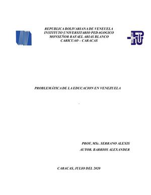 Ensayo problemas de la educación en venezuela