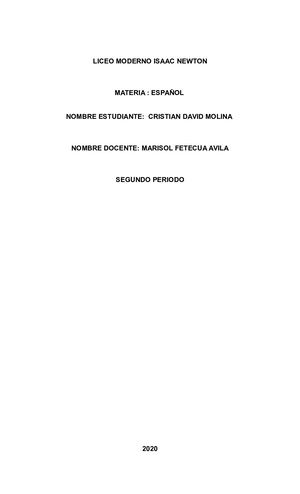 Talles Segundo Periodo CRISTIAN DAVID MOLINA