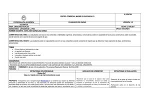 Planeación De Unidad Segundo Tercer Período Cátedra De La Paz