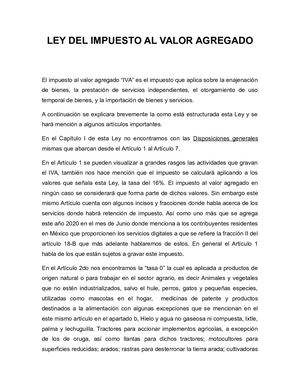 Ley Del Impuesto Al Valor Agregado