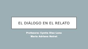 El Diálogo En El Relato