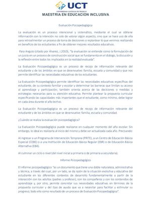 Evaluación Psicopedagógica