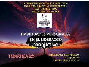 Habilidades Personales En El Liderazgo Productivo
