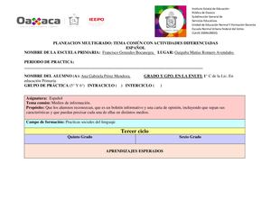 PLANEACION MULTIGRADO ESPAÑOL 1