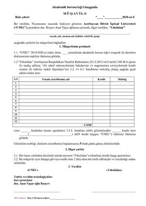 Akademik Borcun Ləğvi Müqavilə