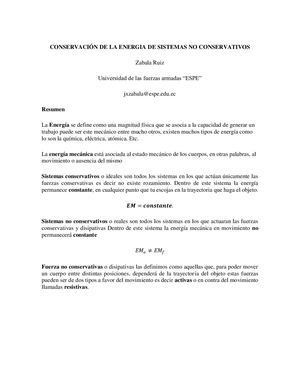 Conservación De La Energia De Sistemas No Conservativos