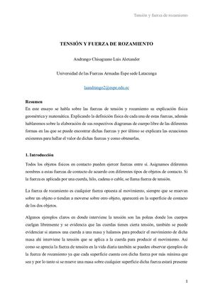 Tensión Y Fuerza De Rozamiento