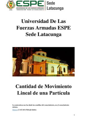 Universidad De Las Fuerzas Armadas Espe Sede Latacunga Cantidad De Movomiento Linneal Grace Guanuquiza