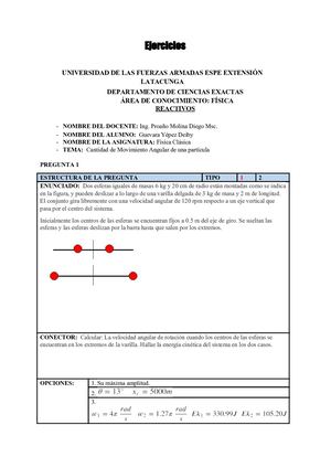 Reactivos momento angular