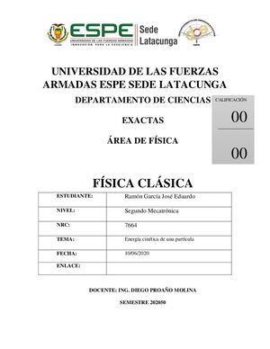 Energia Cinetica De Una Particula