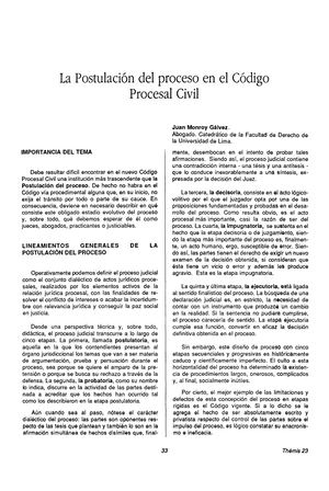 La Postulación Del Proceso