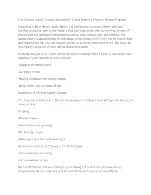 Shelly Manning Introduced a The chronic kidney disease ..