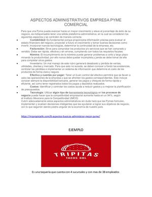 Aspectos Administrativos Empresa Pyme