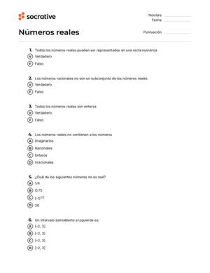 Números Reales Socrative (Actiivdad 2)