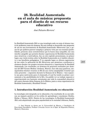 Realidad Aumentada En El Aula De Música Propuesta Para El Diseño De Un Recurso Educativo