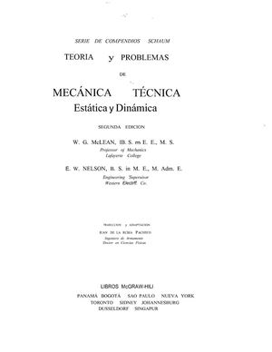 SCHAUM Mecanica Tecnica Estatica Y Dinamica - Mc Lean