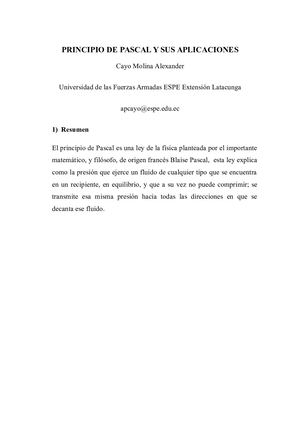 Ensayo del Principio De Pascal