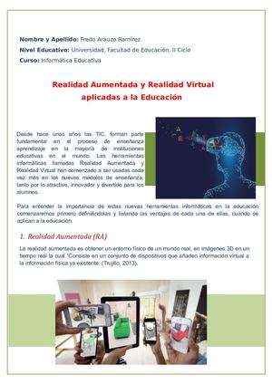 Realidad Virtual y Realidad Aumentada aplicadas a la Educación