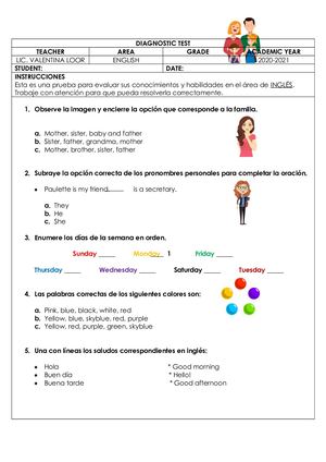 Diagnostic English Test