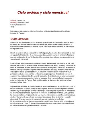 Ciclo Ovárico Y Ciclo Menstrual