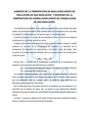 Aumento De La Temperatura De Ebullición Teoria