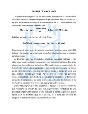 Factor De Van't Hoff