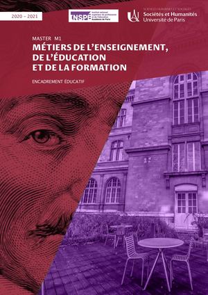 2020 - 2021 Brochure SHS Sc éduc M1 MEEF EE