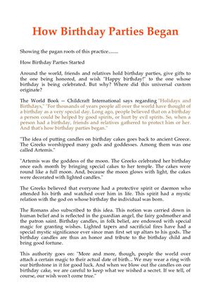 How Birthday Parties Began