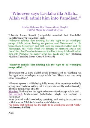 Whoever Says La Ilaha Illallah