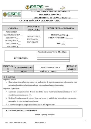 Guia De Laboratorio Practica Dinámica Lineal | ANDRÉS CORONEL