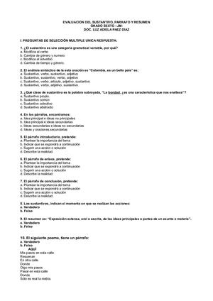 Eval Sustantivo Parrafo